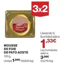 Oferta de Aoste - Mousse De Foie De Pato por 1,99€ en Supercor