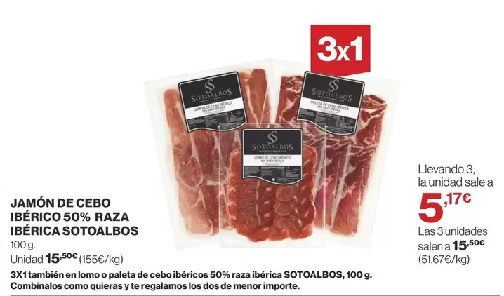 Oferta de Sotoalbos - Jamón De Cebo Ibérico 50% Raza Ibérica por 5,17€ en Supercor