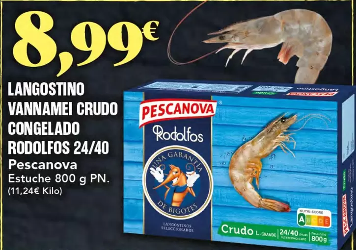 Oferta de Pescanova - Langostino Vannamei Crudo Congelado por 8,99€ en Gadis