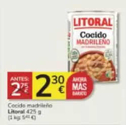 Oferta de Litoral - Cocido Madrileno por 2,3€ en Consum