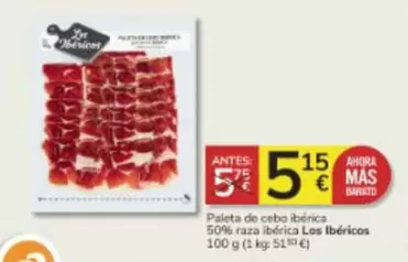 Oferta de Los Ibericos - Paleta De Cebo Iberica 50% Raza Iberica por 5,15€ en Consum