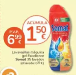 Oferta de Somat - Lavavajillas Maquina Gel Excellence por 6,99€ en Consum