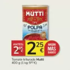 Oferta de Mutti - Tomate Triturada por 2,25€ en Consum