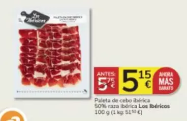 Oferta de Los Ibericos - Paleta De Cebo Iberica 50% Raza Iberica por 5,15€ en Consum