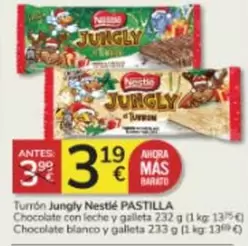 Oferta de Nestlé - Turron Jungly Pastilla por 3,19€ en Consum