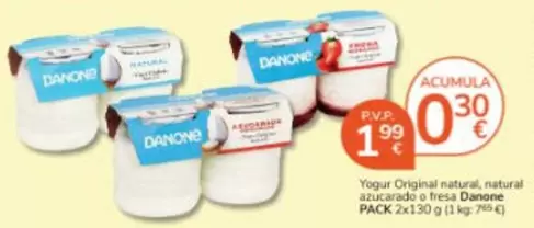 Oferta de Danone - Yogur Original Natural, Natural Azucarado O Fresa por 1,99€ en Consum