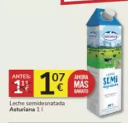 Oferta de La Asturiana - Leche Semidesnatada por 1,07€ en Consum