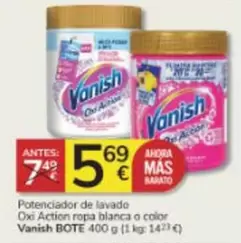 Oferta de Vanish - Potenciador De Lavado Oxi Action Ropa Blanca O Color por 5,69€ en Consum