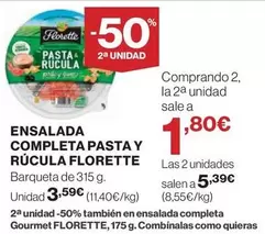 Oferta de Florette - Ensalada Completa Pasta Y Rúcula por 3,59€ en El Corte Inglés