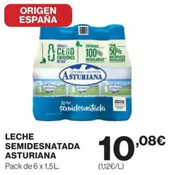 Oferta de La Asturiana - Leche Semidesnatada por 10,08€ en El Corte Inglés