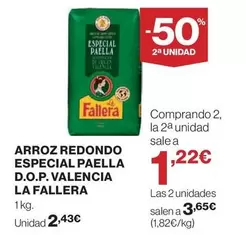 Oferta de La Fallera - Arroz Redondo Especial Paella D.O.P. Valencia por 2,43€ en El Corte Inglés