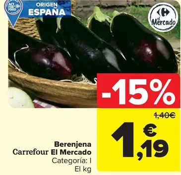 Oferta de Carrefour - Berenjena por 1,19€ en Carrefour Market