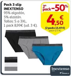 Oferta de Inextenso - Pack 3 slip por 8,99€ en Alcampo