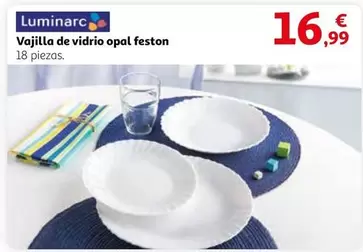 Oferta de Luminarc - Vajilla De Vidrio Opal Feston por 16,99€ en Alcampo