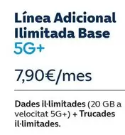 Oferta de Línea Adicional Ilimitada Base 5G+ por 7,9€ en Movistar