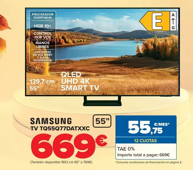 Oferta de Samsung - Tv TQ55Q77DATXXC por 669€ en Carrefour