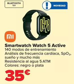 Oferta de Xiaomi - Smartwatch Watch 5 Active por 35€ en Carrefour