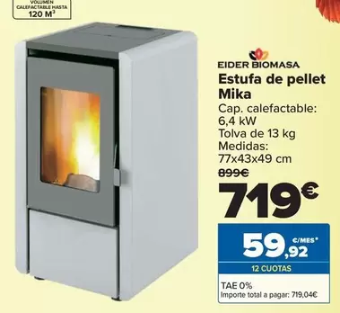 Oferta de Eider Biomasa - Estufa De Pellet Mika por 719€ en Carrefour