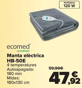 Oferta de Ecomed - Manta Electrica HB-50E por 47,92€ en Carrefour