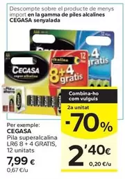 Oferta de Cegasa - Pila Superalcalina Lr6 8 + 4 Gratis por 7,99€ en Caprabo