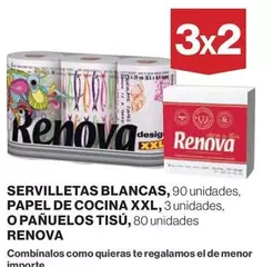 Oferta de Renova - Servilletas Blancas, Papel De Cocina XXL, O Panuelos TISú, en Hipercor