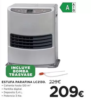 Oferta de Estufa Parafina LC2130. por 209€ en Hipercor