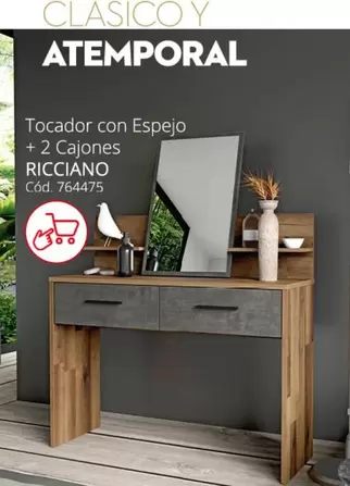 Oferta de Ricciano - Tocador Con Espejo + 2 Cajones en Conforama