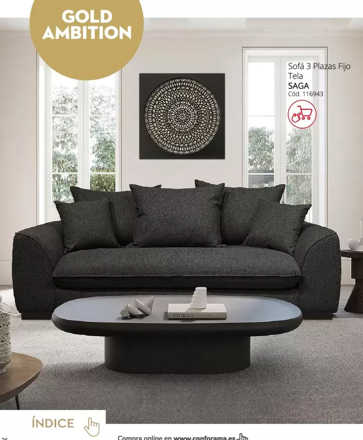 Oferta de Gold - Sofa 3 Plazas Flip Tela en Conforama