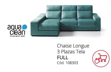 Oferta de Clean - Chaise Longue 3 Plazas Tela en Conforama