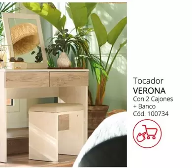 Oferta de Verona - Tocador Verona Con 2 Cajones + Banco en Conforama