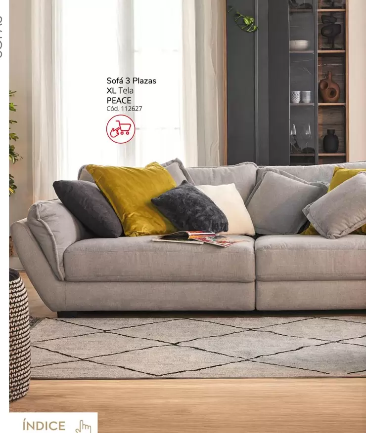 Oferta de Sofa 3 Plazas Xl Tela Peace en Conforama