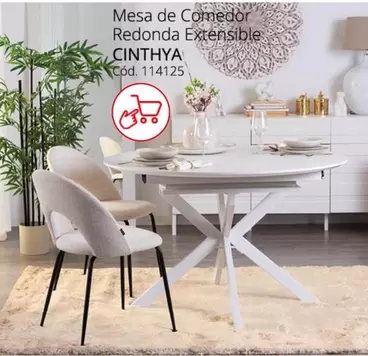 Oferta de Cinthya Mesa De Comedor Redonda Extensible en Conforama