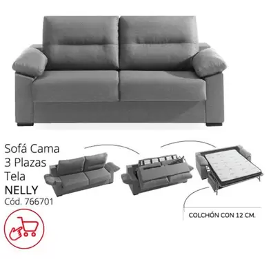 Oferta de Nelly -  Sofa Cama 3 Plazas Tela en Conforama