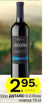 Oferta de Antaño - Vino D.O. Rioja Crianza por 2,95€ en Supermercados Dani