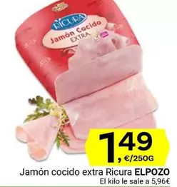 Oferta de Elpozo - Jamon Cocido Extra Ricura por 1,49€ en Supermercados Dani