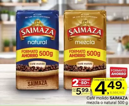 Oferta de Saimaza - Café Molido Mezcla O Natural por 5,99€ en Supermercados Dani