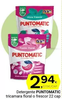 Oferta de Punto Matic - Detergente Tricamara Floral O Frescor 22 Cap por 2,94€ en Supermercados Dani