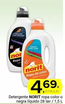 Oferta de Norit - Detergente Ropa Color O Negra Líquido por 4,69€ en Supermercados Dani