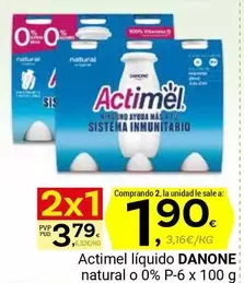 Oferta de Danone - Actimel Líquido Natural O 0% P-6 por 3,79€ en Supermercados Dani