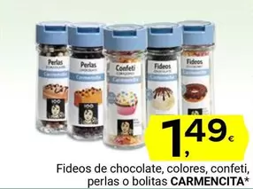 Oferta de Carmencita - Fideos De Chocolate, Colores, Confeti, Perlas O Bolitas por 1,49€ en Supermercados Dani