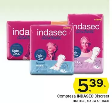 Oferta de Indasec - Compresa Discreet Normal por 5,39€ en Supermercados Dani