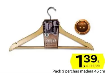 Oferta de Pack 3 Perchas Madera por 1,39€ en Supermercados Dani