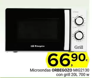 Oferta de Orbegozo - Microondas MIG2130 por 66,9€ en Supermercados Dani