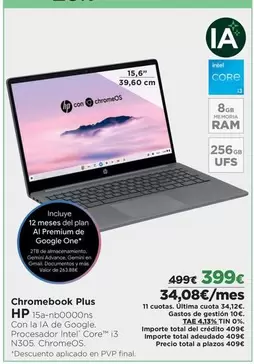 Oferta de HP - Chromebook Plus por 399€ en El Corte Inglés