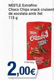 Oferta de Nestlé - Extrafino Choco Chips Snack Cruixent De Xocolata Amb Llet por 2€ en Supermercats Jespac