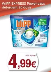 Oferta de Wipp - Power Caps Detergent 20 Dosis por 4,99€ en Supermercats Jespac