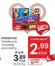 Oferta de Phoskitos - Pastelitos De Chocolate por 3,89€ en Eroski