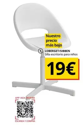 Oferta de Loberget 751Bben - Silla Escritorio Para Niños por 19€ en IKEA