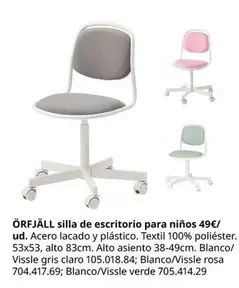 Oferta de Blanco - Silla De Escritorio Para Niños por 49€ en IKEA