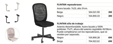 Oferta de Flintan Silla De Trabajo por 20€ en IKEA